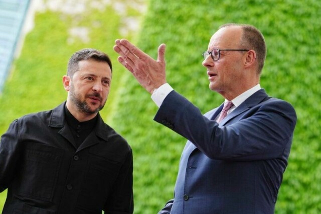 Tysklands forbundskansler Friedrich Merz tok imot Ukrainas president Volodymyr Zelenskyj i Berlin onsdag.