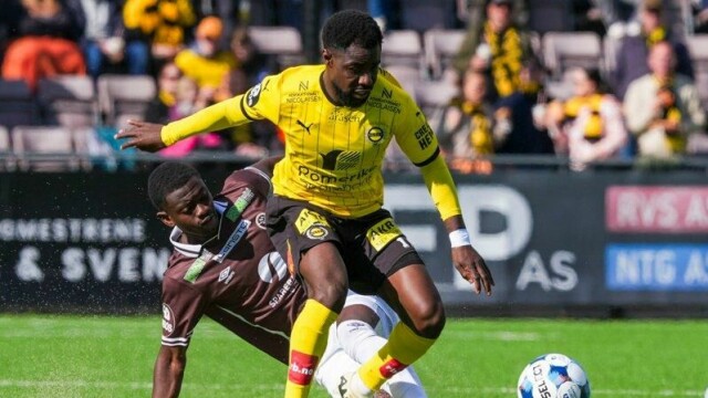 Eric Kitolano scoret to ganger for Lillestrøm mot Mjøndalen lørdag.