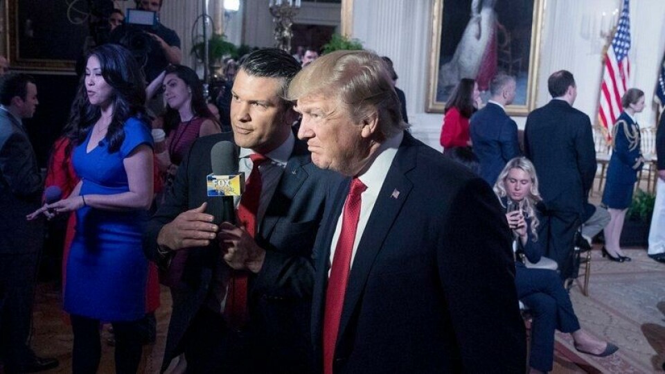 Pete Hegseth intervjuet Donald Trump under sin tid som TV-reporter. Pete Hegseth intervjuet Donald Trump under sin tid som TV-reporter. Foto: Andrew Harnik / AP / NTB