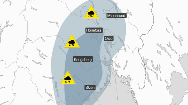 Rens stikkrenner og avløp og kjør forsiktig om du skal ut med bilen, skriver Meteorologisk institutt på X