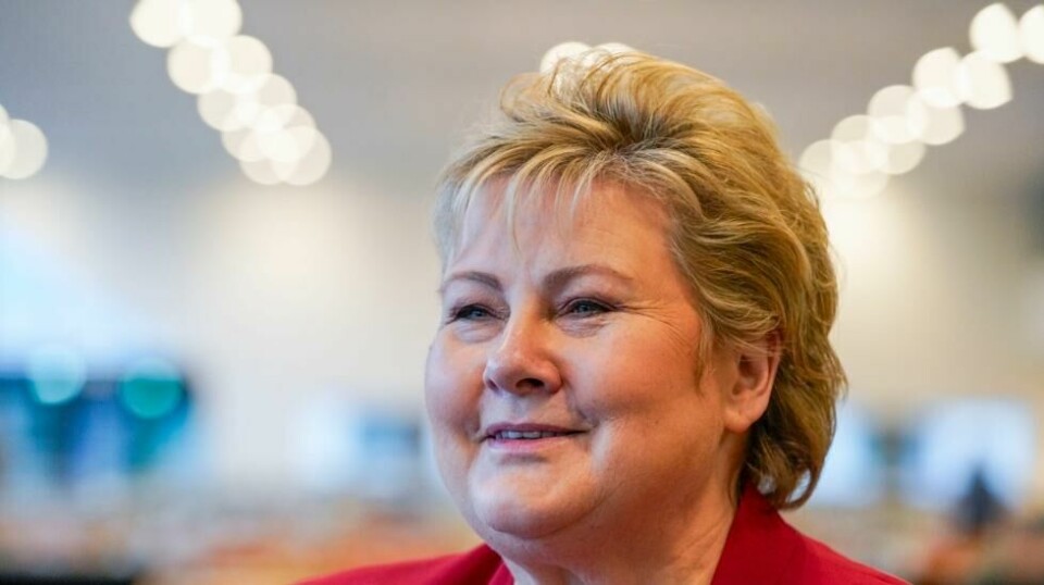 – Dette er jo helt utrolige tall, sier Høyre-leder Erna Solberg om målingen.