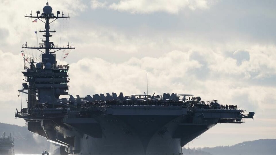 Det amerikanske hangarskipet USS Harry S. Truman ankom fredag ettermiddag Oslo. Foto: Thomas Fure / NTB