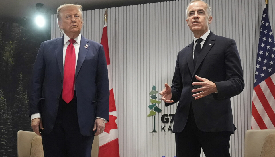 President Donald Trump, her med Canadas Mark Carney, sier på G7-møtet i Canada at Iran må trappe ned krigen «før det er for sent».