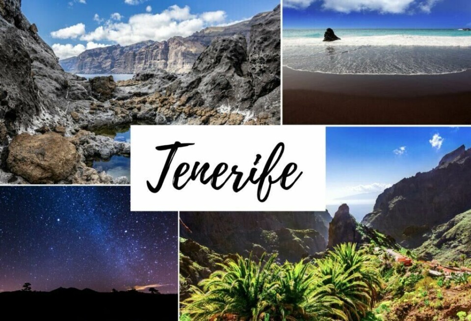 Fra de majestetiske Los Gigantes-klippene til strender med svart vulkansk sand og en nattehimmel fylt med stjerner ulik de fleste andre, Tenerife er ikke stort, men kan by på så mangt. Her er 10 ting du ikke må gå glipp av på den største av Kanariøyene! (Foto: Montasje av bilder fra Canva av Cecilie Aasland (ABC Startsiden))