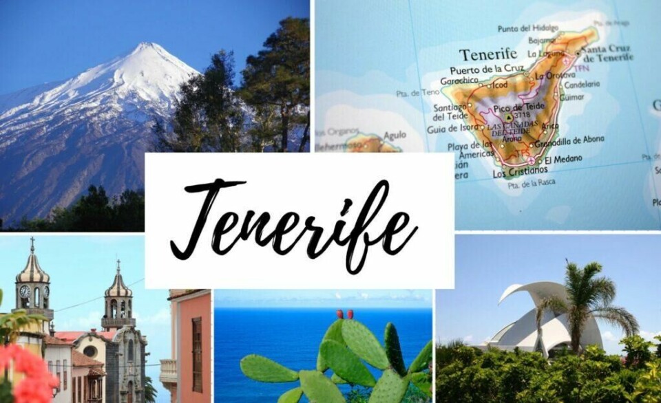 Tenerife er den største av Kanariøyene og tilhører den spanske provinsen Santa Cruz de Tenerife. Øya er kjent for det majestetiske fjellet Teide som også er verdens tredje største vulkan, populære destinasjoner som Puerto de la Cruz, Playa de las Américas og Los Cristianos. (Foto: Montasje av Cecilie Aasland (ABC Startsiden) med bilder fra Canva)