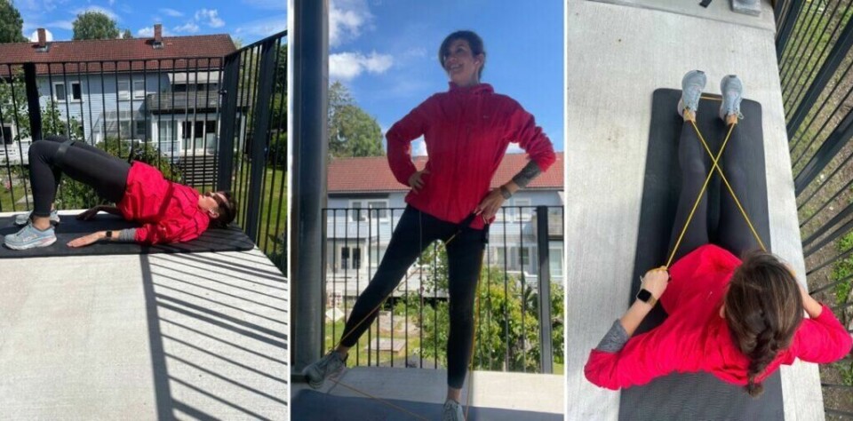Her er treningsprogrammet som viser hvordan du enkelt trener styrke for hele kroppen ved hjelp av treningsstrikker! Med disse 10 øvelsene trener du både biceps, triceps, mage, rumpe, bein og armer, hjemme! (Foto: Cecilie Aasland / ABC Startsiden)