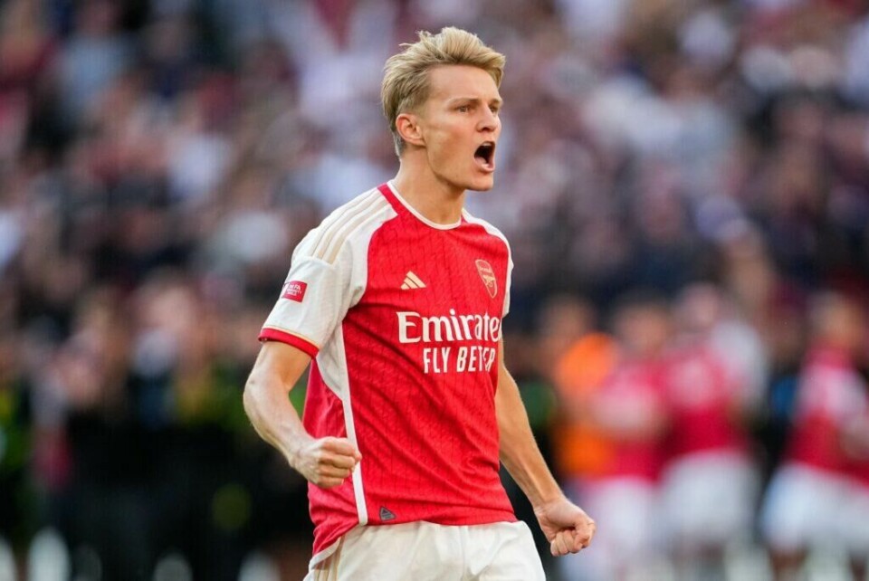 London, England 20230806. Arsenals Martin Ødegaard under Community Shield-kampen i fotball mellom Manchester City og Arsenal på Wembley Stadium.Foto: Beate Oma Dahle / NTB