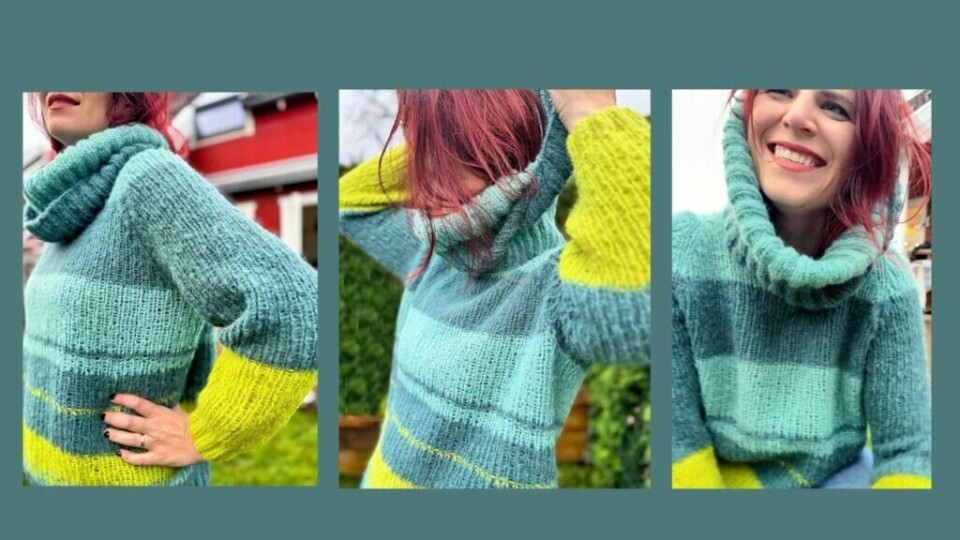 Strikkeoppskrift: en smart genser med balaklava – perfekt til restegarn