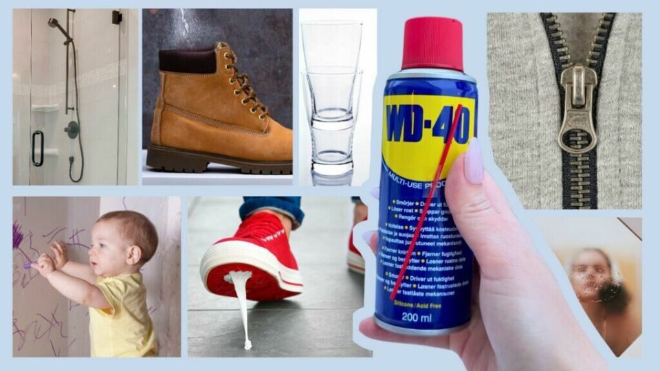 WD-40 har overraskende mange bruksområder – fra å løsne glidelåser til å rengjøre dusjdører. Praktisk til hverdagsproblemer.