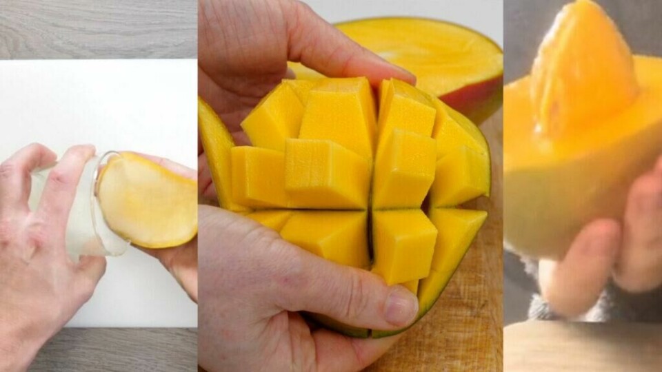 Det finnes flere forskjellige teknikker for å dele opp en mango. Vi deler 3 smarte tips. (Foto: Kreative Ideer/ Miriam Schjetlein)