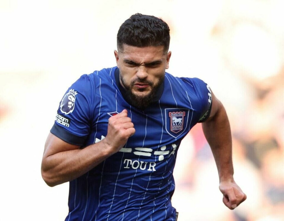 SSouthampton, Storbritannia 20240921. Sam Morsy fra Ipswich Town feirer etter å ha scoret lagets første mål i Premier League-kampen mot Southampton på St Mary's Stadium. Foto: Isabel Infantes / Reuters (Foto: REUTERS/Isabel Infantes )