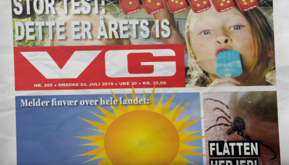 VG-forside fra sist gang det var agurktid, i 2019.