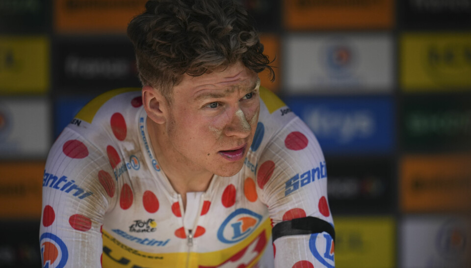 Jonas Abrahamsen med klatretrøya han hadde en stund i fjorårets Tour de France.
