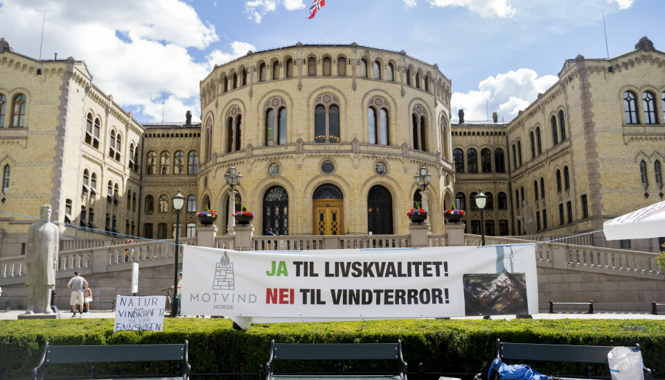 Motvind Norge råder ikke sine følgere til å unngå Frp ved høstens stortingsvalg. Bildet er fra en tidligere demonstrasjon mot utbygging av vindkraft.