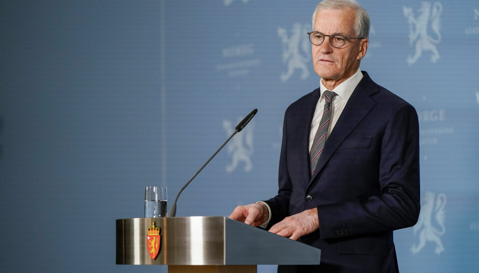Statsminister Jonas Gahr Støre (Ap) på pressekonferansen fredag formiddag: – Norge vil støtte Natos mål om å bruke 5 prosent av bruttonasjonalprodukt (BNP) til forsvar.