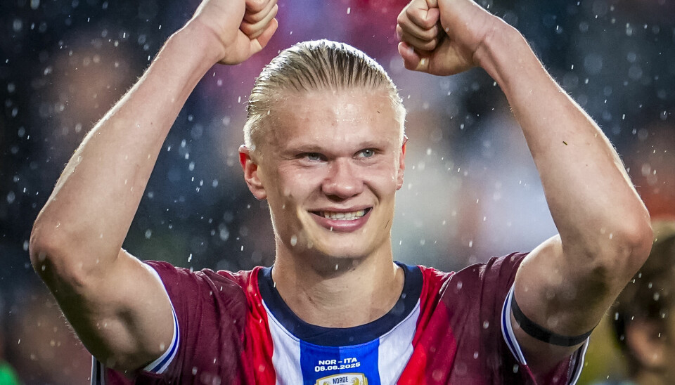 Norges Erling Braut Haaland etter kampslutt i VM-kvalifiseringskampen i fotball for menn mellom Norge og Italia på Ullevaal stadion i Oslo.