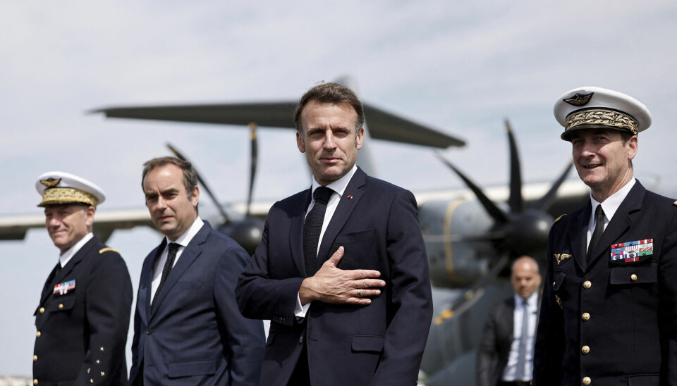 Frankrikes president Emmanuel Macron, her under det internasjonale flystevnet i Paris – Paris Airshow – fredag.