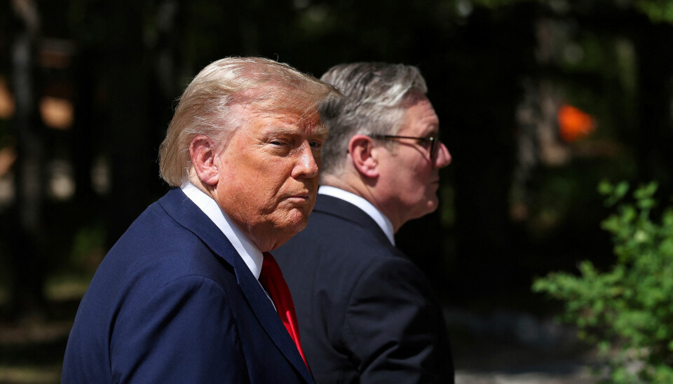 USAs president Donald Trump og Storbritannias statsminister Keir Starmer under G7-toppmøtet i Kananaskis, Alberta, mandag 16. juni 2025.