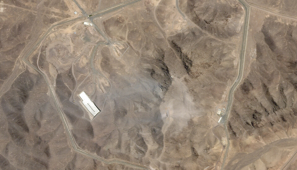 Dette satellittbildet fra Planet Labs PBC viser Irans underjordiske anrikningsanlegg for atomvåpen i Fordo etter at et amerikansk luftangrep var rettet mot anlegget søndag 22. juni 2025.