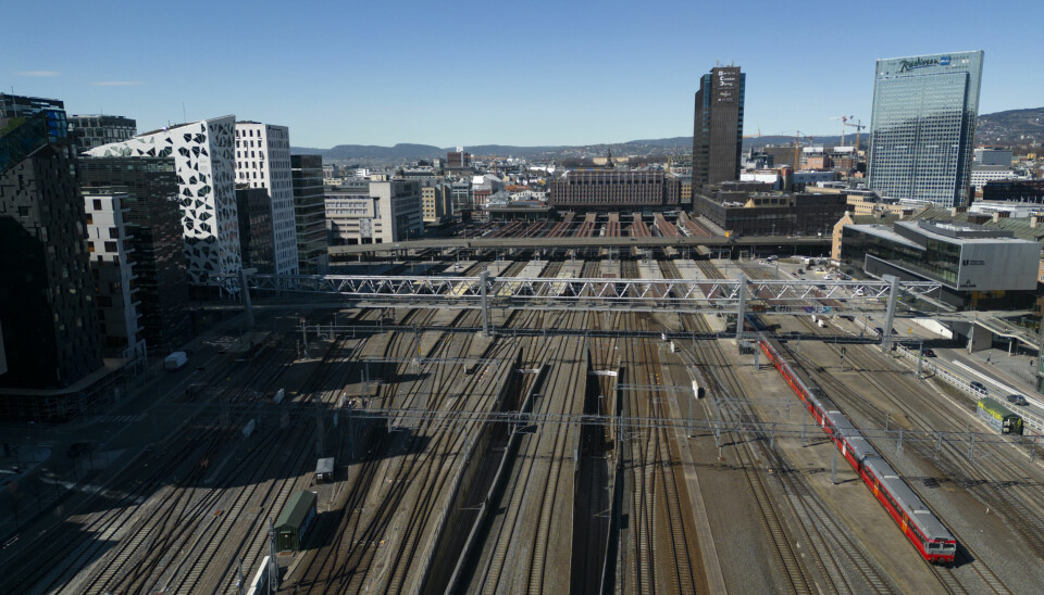 Dronebilde av Oslo S, tatt ved en tidligere anledning.
