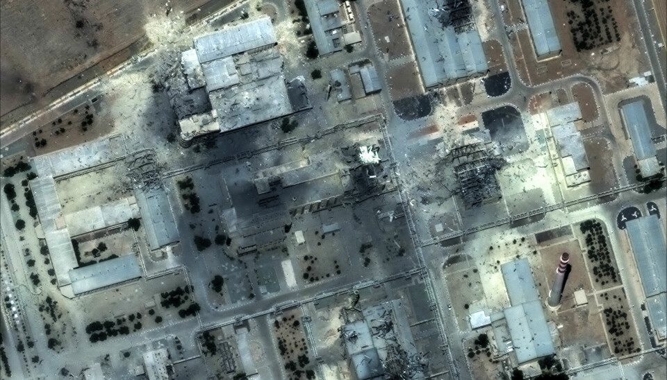 Satellittbilde av atomanlegget i Isfahan i Iran etter angrepet.