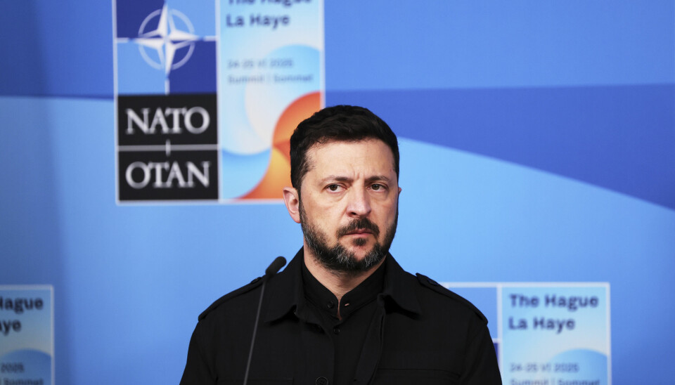 Ukrainas president Volodymyr Zelenskyj i Haag onsdag.