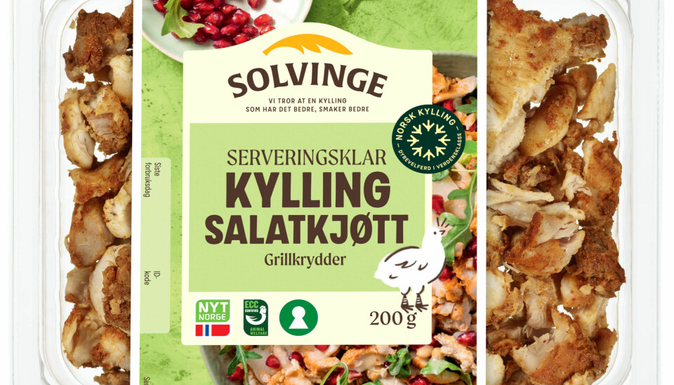 Norsk Kylling AS tilbakekaller Solvinge Kylling Salatkjøtt 200g med batchnummer ID 144277 og holdbarhetsdato 10.07.2025. Årsaken er mistanke om utilstrekkelig varmebehandling av det spiseklare produktet.