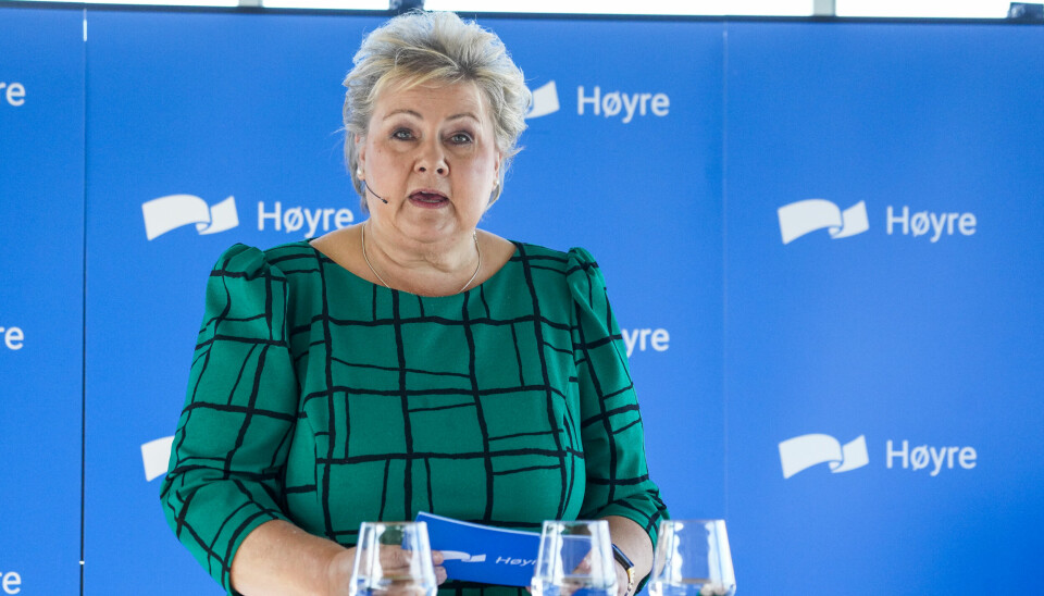 Høyre holdt fredag pressekonferanse med partileder Erna Solberg, Henrik Asheim og Ine Eriksen Søreide om partiets tiltak mot kriminalitet.