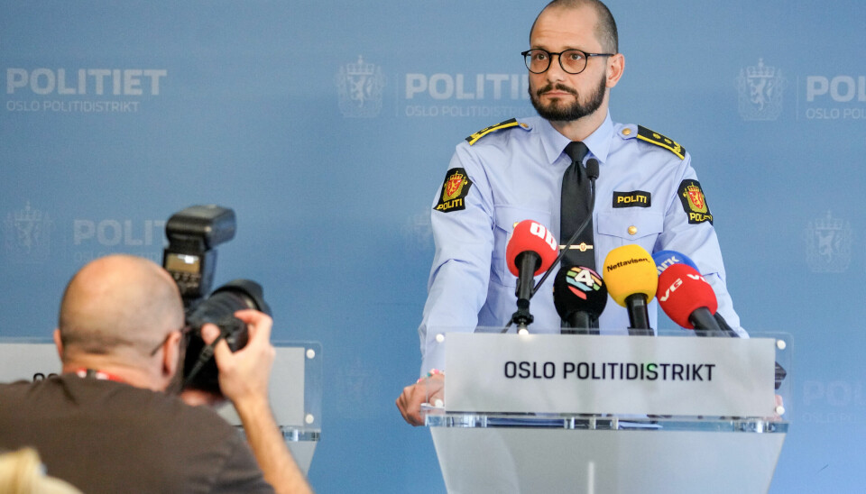 Politiadvokat Andreas Kruszewski fra Oslo politidistrikt gir en oppdatering i saken mot Marius Borg Høiby i presserommet i Politihuset på Grønland.