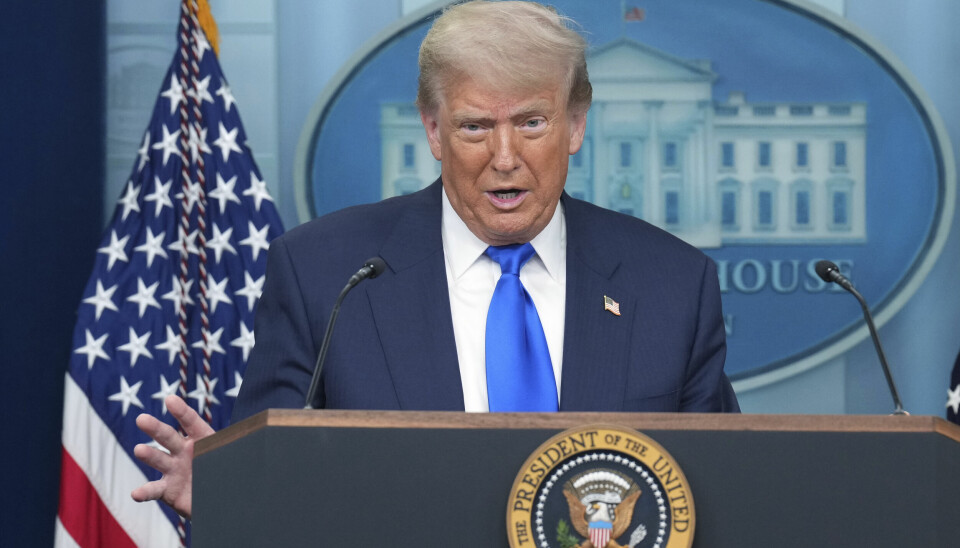 President Donald Trump holdt en lengre pressekonferanse i Det hvite hus fredag der han også snakket om toll.