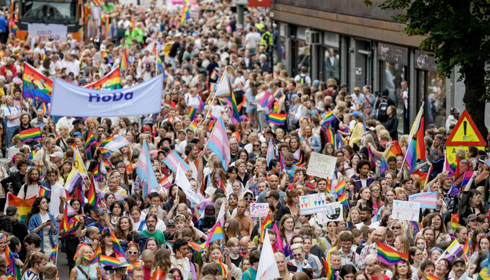 Pride-paraden i Oslo lørdag ettermiddag.