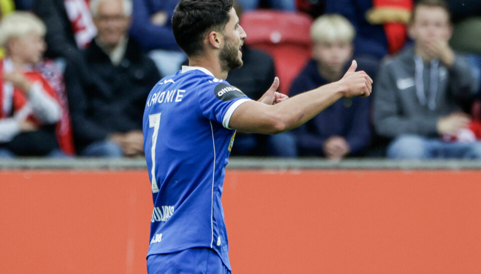 Sandefjord-vingen Evangelos Patoulidis fikk en scoring annullert for offside.