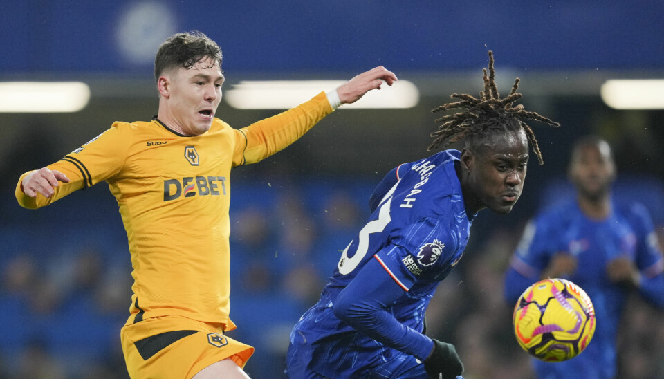 Jørgen Strand Larsen i aksjon for Wolverhampton mot Chelsea sist sesong.