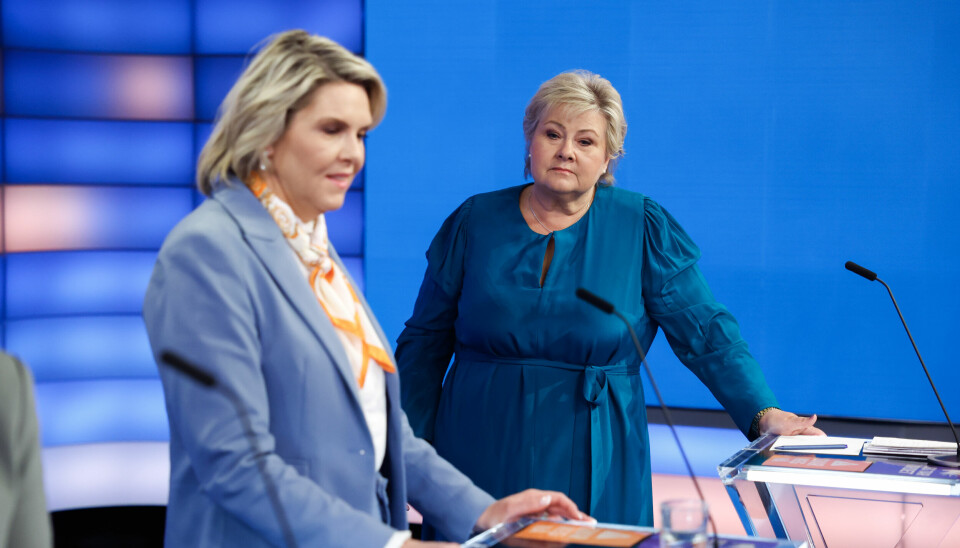 Sylvi Listhaugs Frp og Erna Solbergs Høyre kjemper om å ble det største borgerlige partiet.