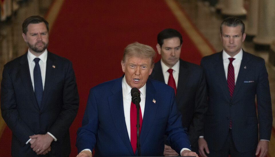 President Donald Trump sammen med visepresident JD Vance, utenriksminister Marco Rubio og forsvarsminister Pete Hegseth.
