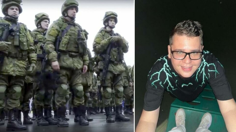 Bildet til høyre viser russiske menn som er blitt rekruttert i mobiliseringen. Bildet til høyre viser artisten Ivan Petunin, kjent som «Mr. Walkie», som ble rekruttert, men valgte å ta sitt eget liv.