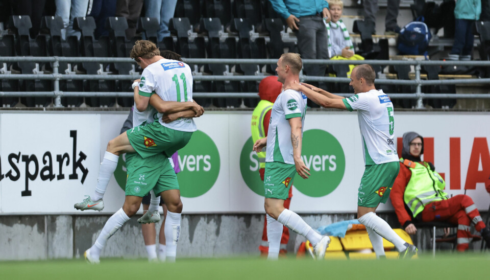 HamKam jubler for Alwande Roaldsøy sin scoring mot Brann.