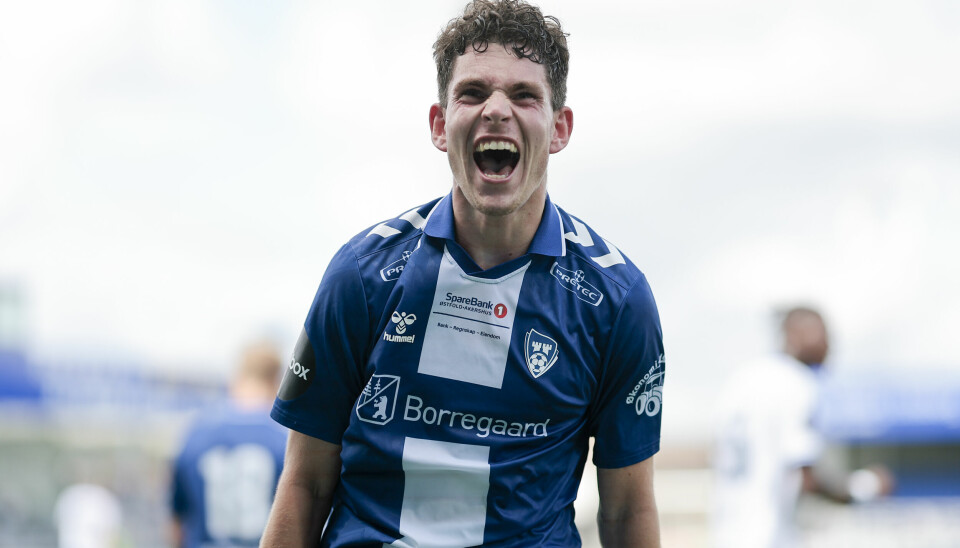 Daniel Karlsbakk jubler etter 2-1 målet mot Haugesund.