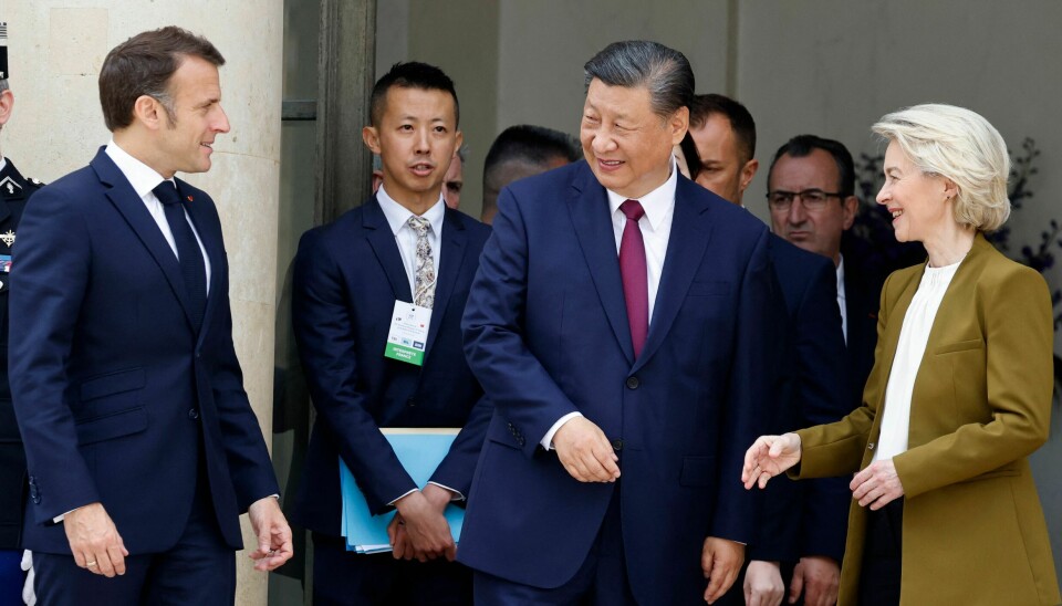 Kinas president, Xi Jinping, var på besøk hos Emannuel Macron, sammen med EUs Ursula von der Leyen i mai 2024.