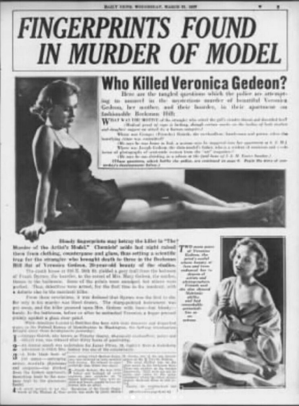 Avisartikkerl fra 1937 om drapet på Veronica Gedeon.