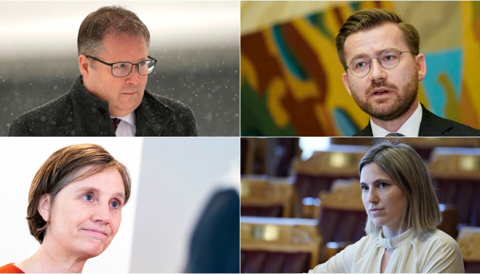Bjørn Arild Gram (Sp), Sveinung Rotevatn (V), Kjersti Toppe (Sp) og Sofie Marhaug (R) må kjempe for å overbevise velgerne.