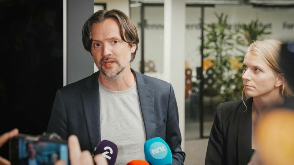 Fungerende KrF-leder Dag-Inge Ulstein og nestleder Ida Lindtveit Røse møtte pressen krisemøtet i KrF i forrige uke, der partileder Olaug Bollestad gikk av. Foto: Stian Lysberg Solum / NTB