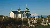 Russisk ortodoks kirke i landsbyen Ninilchik i Alaska, der innbyggerne fram til rundt midten av 1950-tallet fortsatt snakket russisk. Foto: Library of Congress.