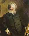 Henrik Ibsen rundt 67 år gammel og berømt dramatiker. Han ble født i 1828 og døde i 1906. (Malt av Eilif Peterssen / public domain)