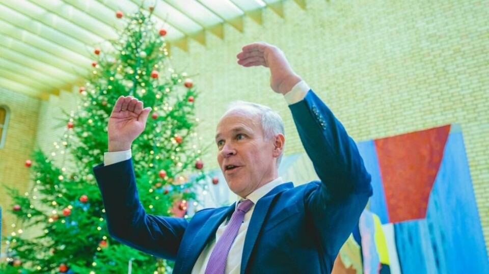 Finansminister Jan Tore Sanner (H) fotografert på Stortinget i fjor.