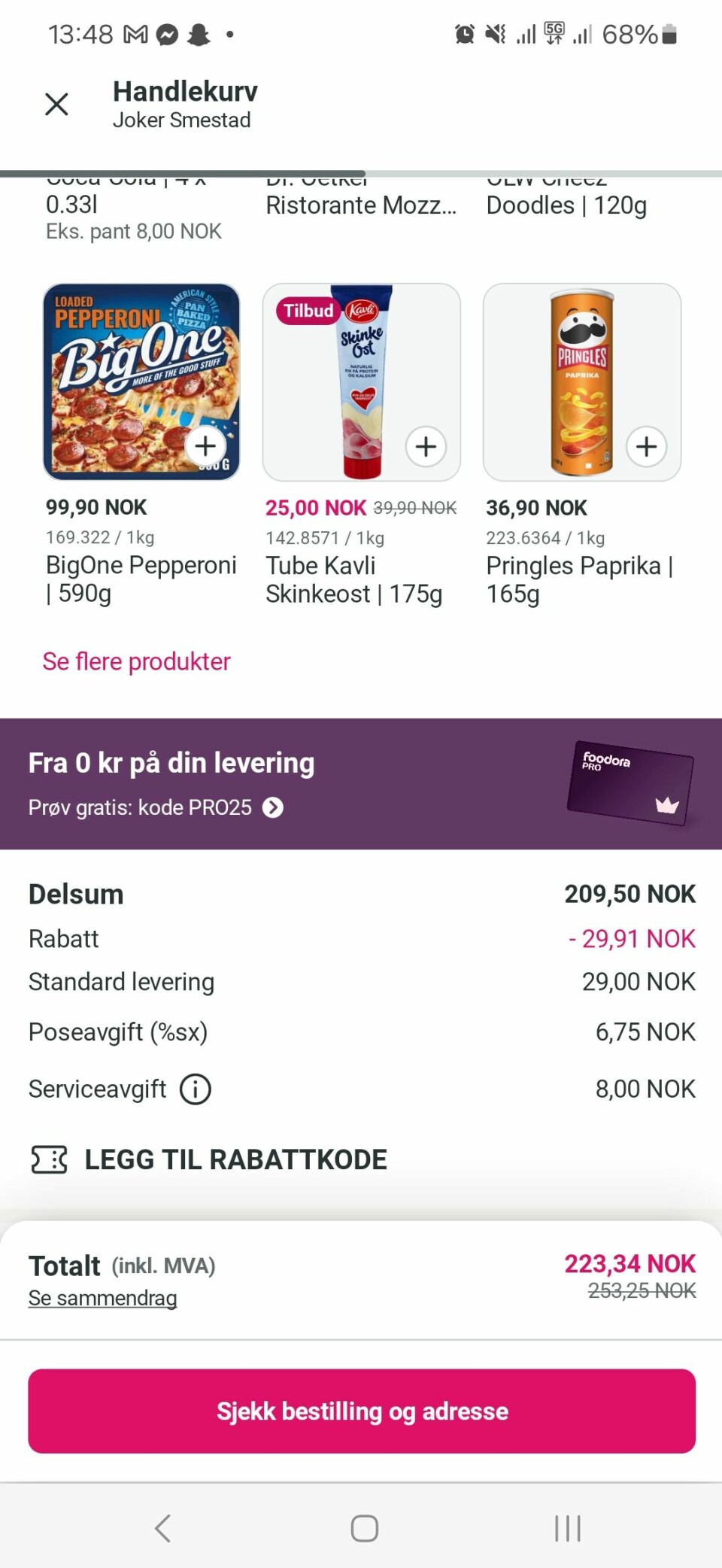 Slik føres en poseavgift på 6,75 kroner i Joker Smestads tilfelle.