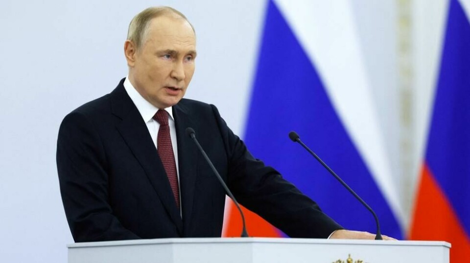 Russlands president Vladimir Putin under fredagens seremoni.