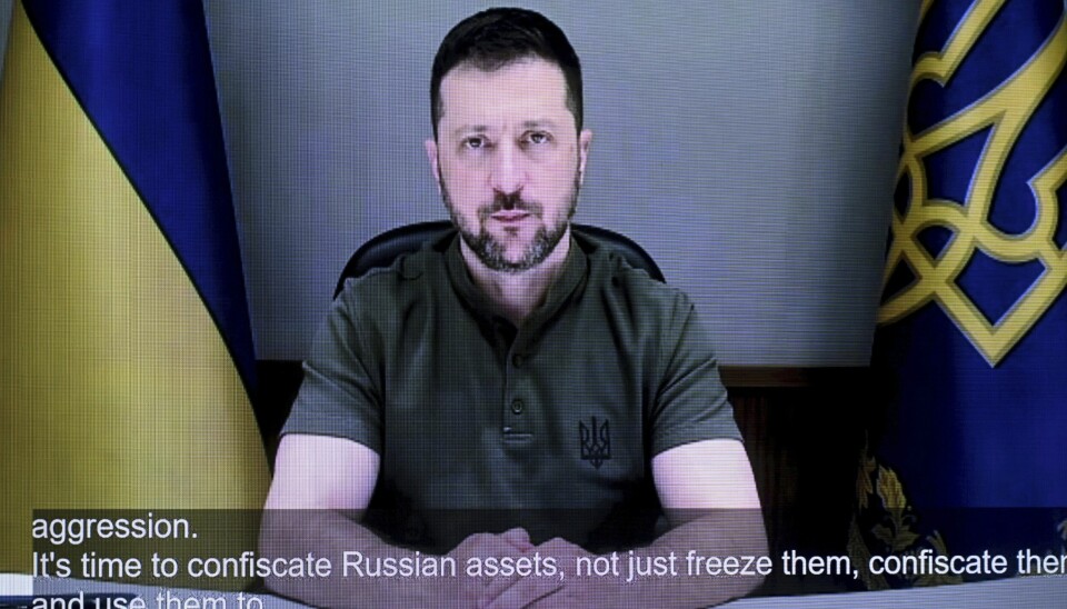 Ukrainas president Volodymyr Zelenskyj talte via videolenke til konferansen i Helsingfors.