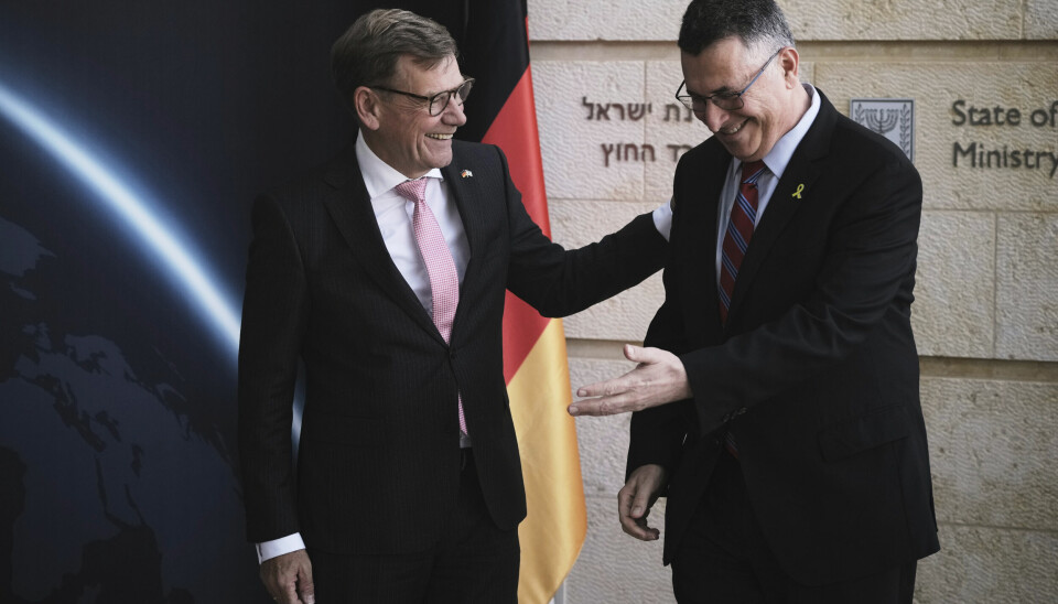 Israels utenriksminister Gideon Saar (til høyre) mottok sin tyske motpart Johann Wadephul i Jerusalem torsdag.