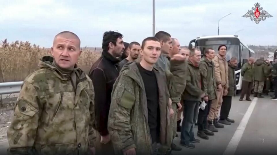 En gruppe russiske krigsfanger som ble løslatt under en fangeutveksling i Donetsk tidligere i måneden.